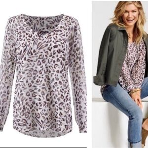 CAbi Glamour Blouse Leopard Print Style# 5337‎ S